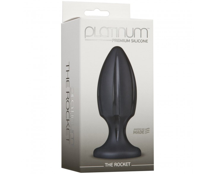 Анальний плаг із каналами для змащення Doc Johnson Platinum Premium Silicone — The Rocket — Black