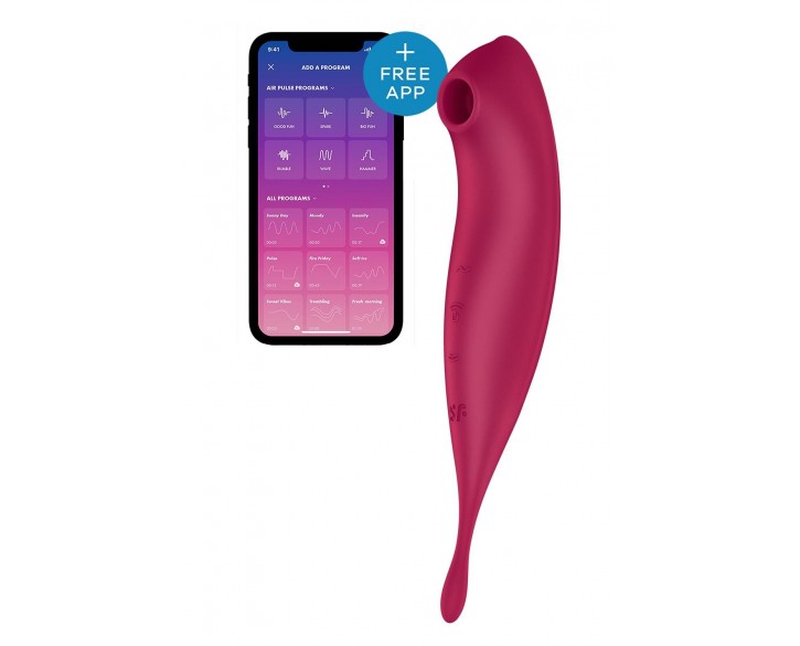 Смарт-вібратор для клітора з вакуумною стимуляцією Satisfyer Twirling Pro+ dark red