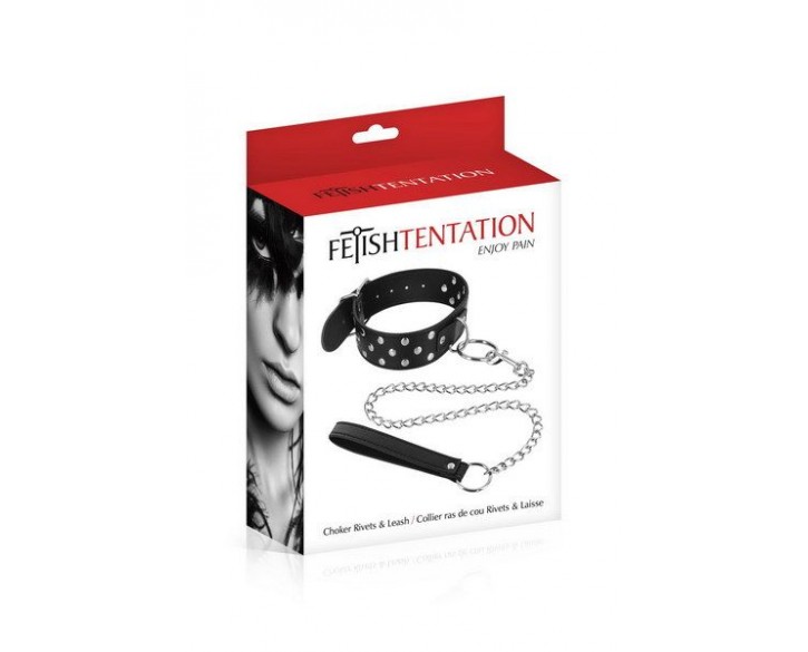 Нашийник з повідцем Fetish Tentation Rivets and Leash