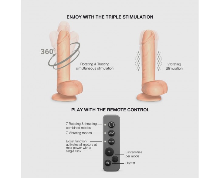 Фалоімітатор з вібрацією та ротацією Strap-On-Me Rotating & Vibrating Realistic Dildo – L – Vanilla