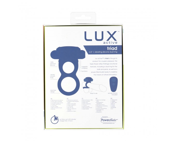 Подвійне ерекційне кільце з вібрацією Lux Active-Triad - Vibrating Dual Cock Ring, пульт ДК