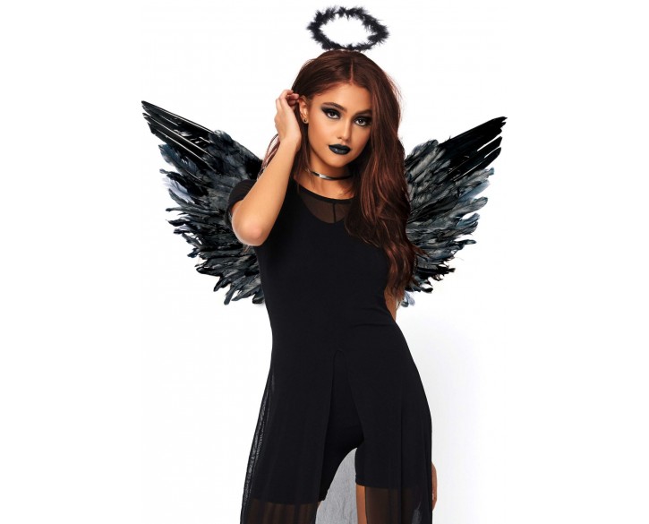 Крила чорного ангела Leg Avenue Angel Accessory Kit Black, крила, німб