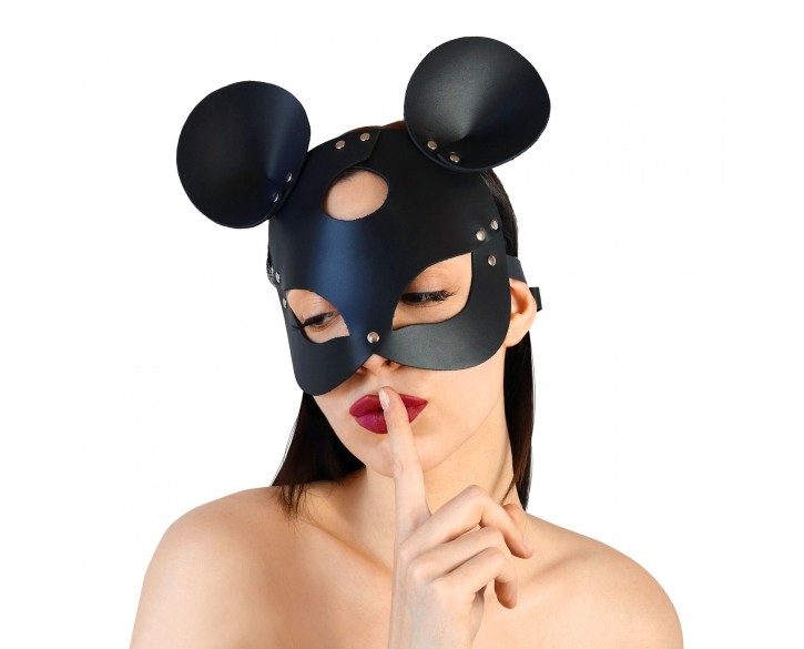 Шкіряна маска зайчика Art of Sex - Mouse Mask, колір Чорний