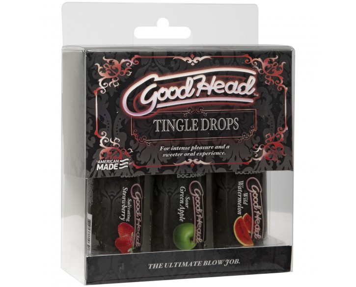 Набір крапель для мінету Doc Johnson GoodHead - Tingle Drops (Watermelon, Green Apple, Strawberry)