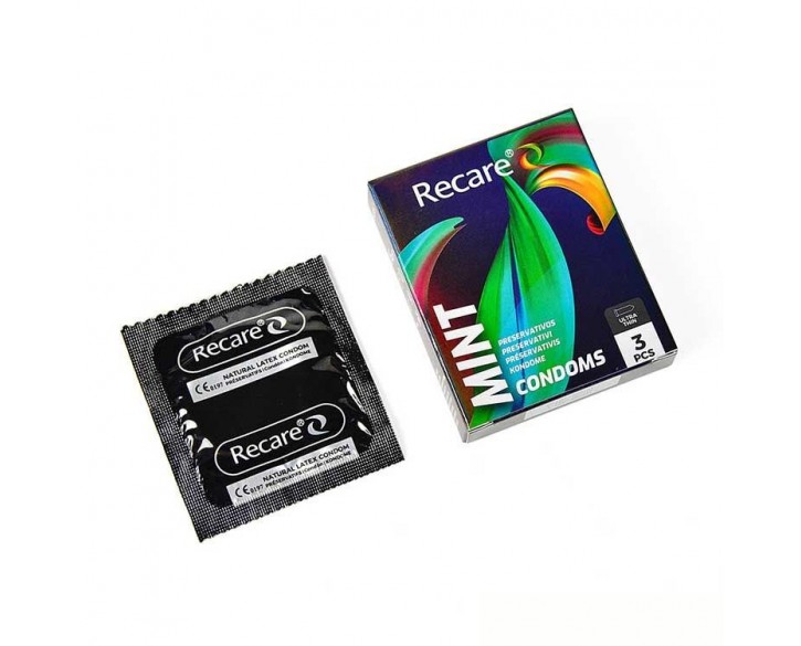 Презервативи Holographic Recare Ultra Thin Mint Condoms 3шт, ультратонкі, аромат: м'ята