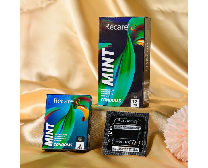 Презервативи Holographic Recare Ultra Thin Mint Condoms 3шт, ультратонкі, аромат: м'ята