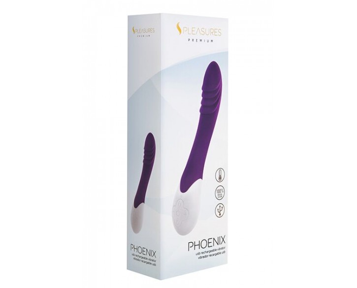 Вібратор S Pleasures Premium Phoenix, для точки G, фіолетовий, водостійкий, 16 видів вібрації, нагрів