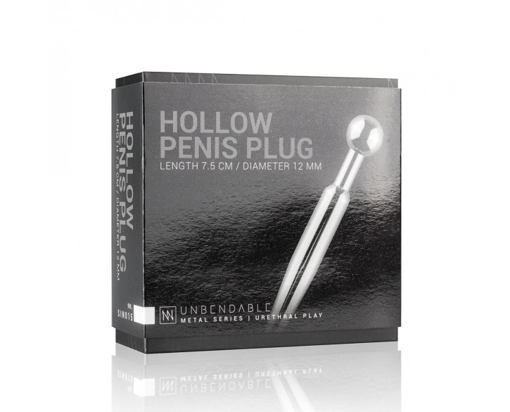 Порожнинний уретральний стимулятор Sinner Gear Unbendable – Hollow Penis Plug, довж.7,5см, діам.12мм