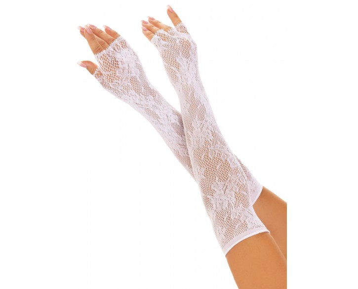 Мітенки Leg Avenue Lace Opera Length Fingerless Gloves White