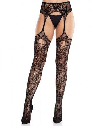 Колготки Leg Avenue Net Stockings with Attached Garter Belt One Size Black