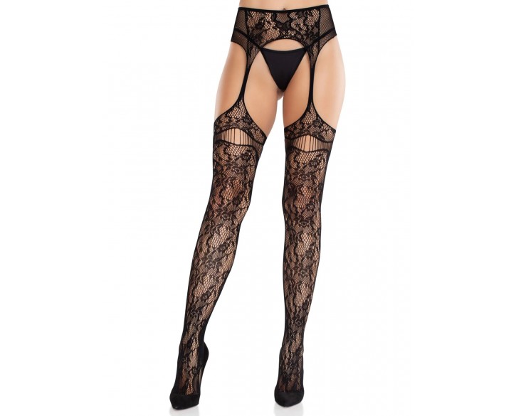 Колготки Leg Avenue Net Stockings with Attached Garter Belt One Size Black