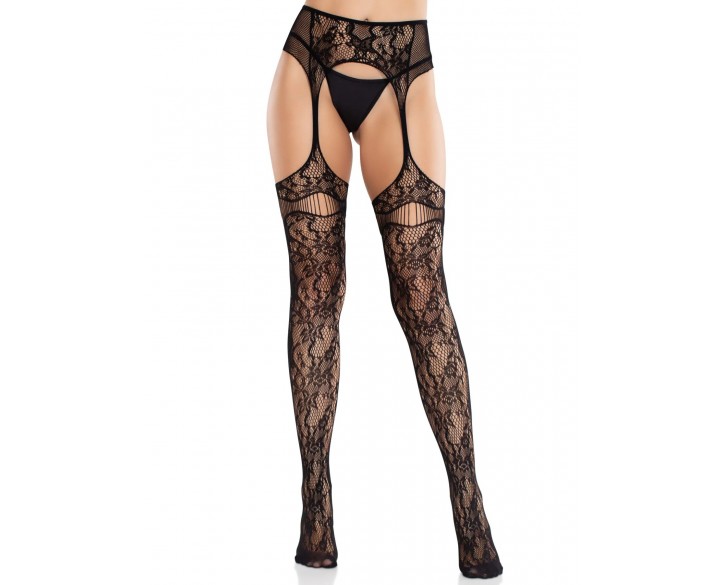 Колготки Leg Avenue Net Stockings with Attached Garter Belt One Size Black