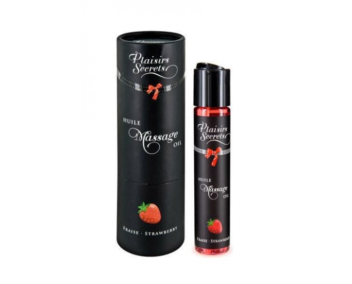 Масажна олія Plaisirs Secrets Strawberry (59 мл) з афродизіаками, їстівна, подарункова упаковка