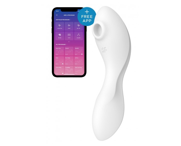 Вакуумний смарт-стимулятор із вібрацією Satisfyer Curvy Trinity 5 (White), керування зі смартфона