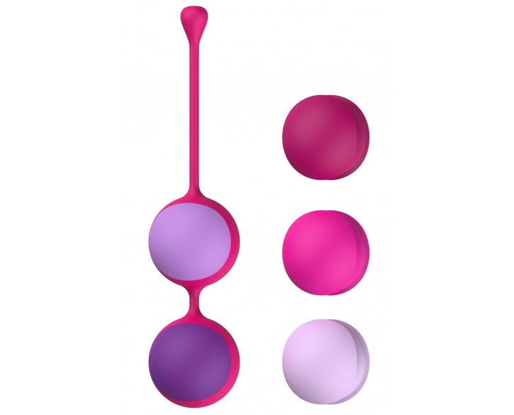Вагінальні кульки Liebe Kewos — Cerise/Candy Violet, 5 кульок у комплекті, 15, 25, 35, 45 та 55 г
