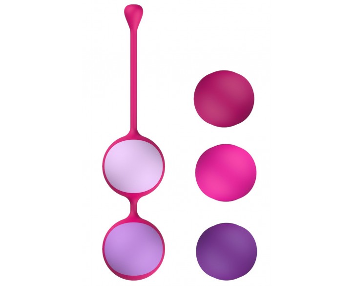 Вагінальні кульки Liebe Kewos — Cerise/Candy Violet, 5 кульок у комплекті, 15, 25, 35, 45 та 55 г