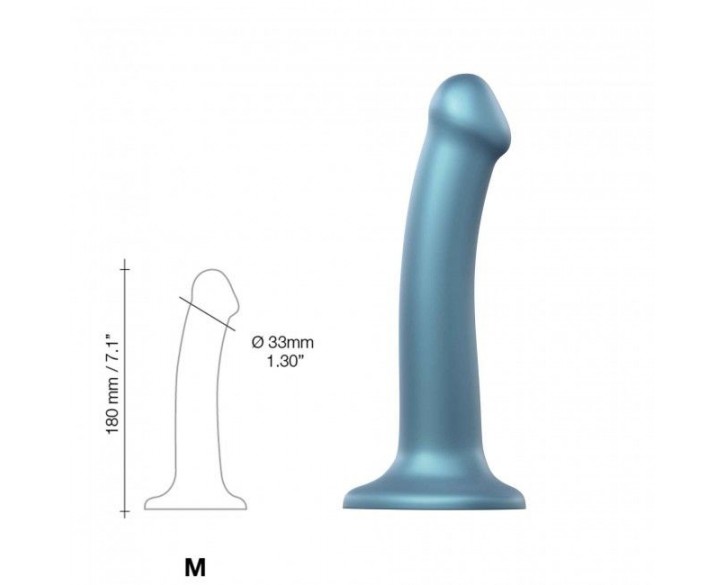 Насадка для страпону Strap-On-Me Mono Density Dildo M Blue, діам. 3,3 см, одношаровий силікон, гнучк