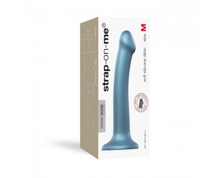 Насадка для страпону Strap-On-Me Mono Density Dildo M Blue, діам. 3,3 см, одношаровий силікон, гнучк