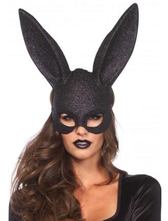 Блискуча маска кролика Leg Avenue Glitter masquerade rabbit mask Black