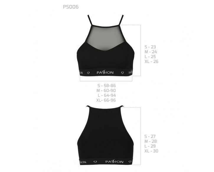 Спортивний топ з прозорою вставкою Passion PS006 TOP black, size S