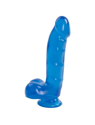 Фалоімітатор Doc Johnson Jelly Jewels Cock & Balls Blue, діаметр 3,6 см, антибактеріальний ПВХ