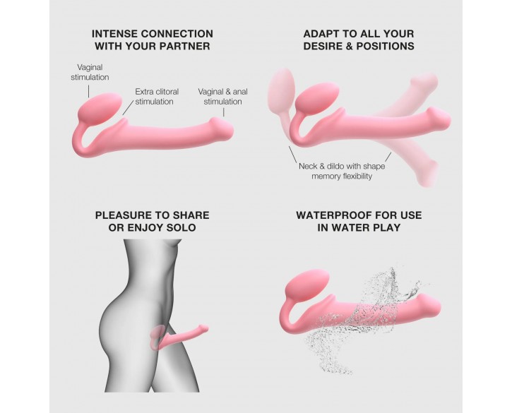 Безремінний страпон Strap-On-Me Rose XL, повністю регульований, діаметр 4,5 см