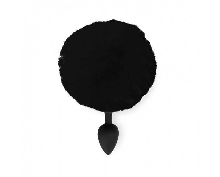 Силіконова анальна пробка М Art of Sex - Silicone Bunny Tails Butt plug Black, діаметр 3,5 см