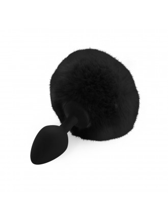 Силіконова анальна пробка М Art of Sex - Silicone Bunny Tails Butt plug Black, діаметр 3,5 см