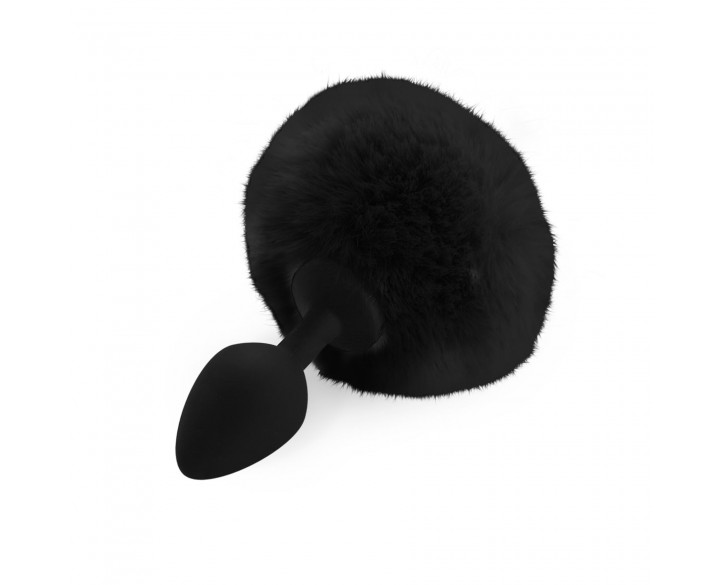 Силіконова анальна пробка М Art of Sex - Silicone Bunny Tails Butt plug Black, діаметр 3,5 см