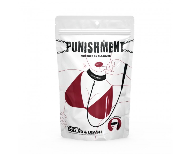 Нашийник із повідцем Punishment - Crystal Collar & Leash - Black