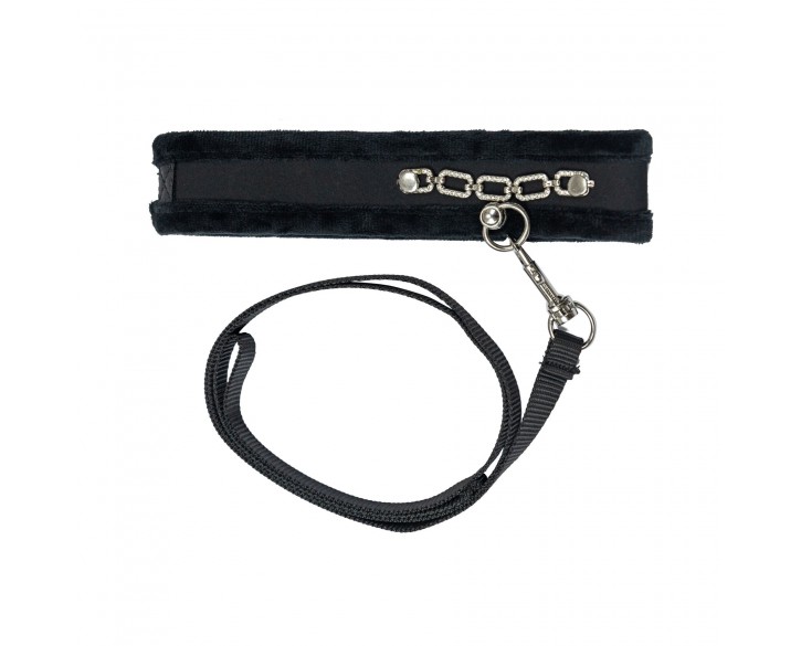 Нашийник із повідцем Punishment - Crystal Collar & Leash - Black
