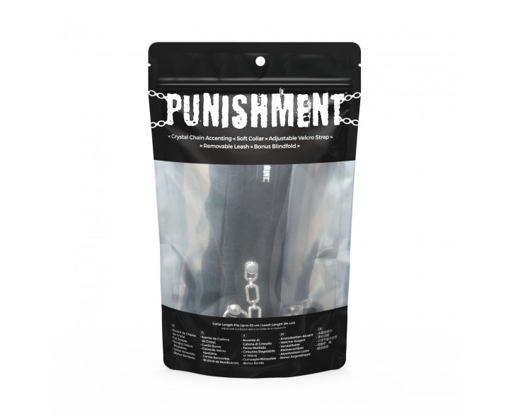 Нашийник із повідцем Punishment - Crystal Collar & Leash - Black
