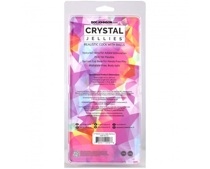 Фалоімітатор Doc Johnson Crystal Jellies - 9.5 Inch Dildo - Rainbow