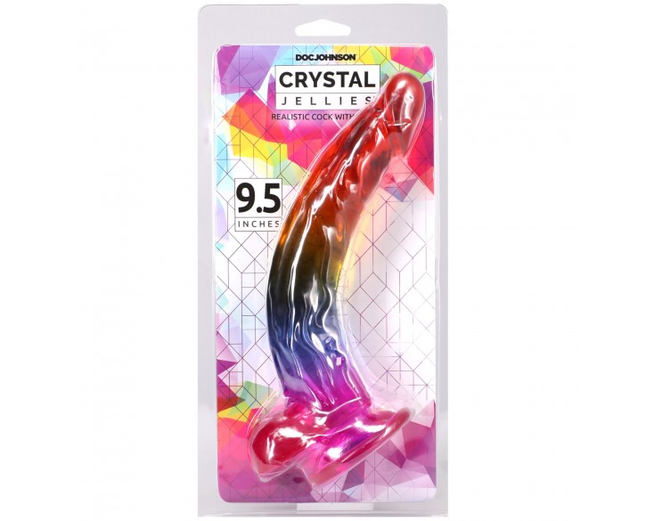 Фалоімітатор Doc Johnson Crystal Jellies - 9.5 Inch Dildo - Rainbow