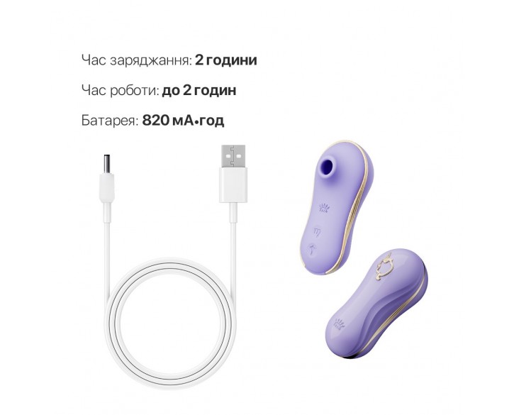 Набір 2в1 Zalo — UNICORN Violet, віброяйце + вакуумний стимулятор