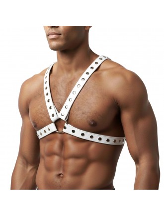 Чоловіча портупея Art of Sex - Spartacus, екошкіра, колір білий, розмір L-2XL