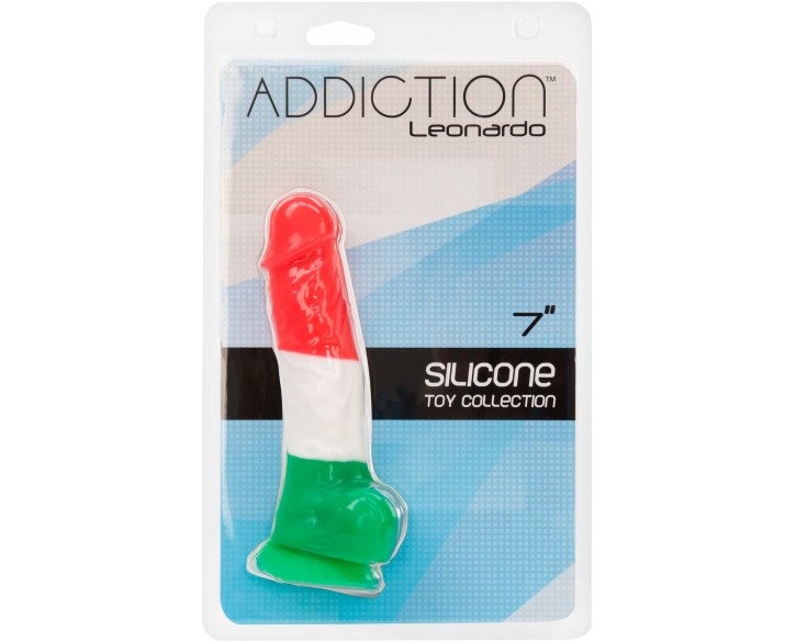 Кольоровий фалоімітатор ADDICTION - LEONARDO - 7 "- 3 COLOURS, 17,8 см, силікон, вібропуля в подарун