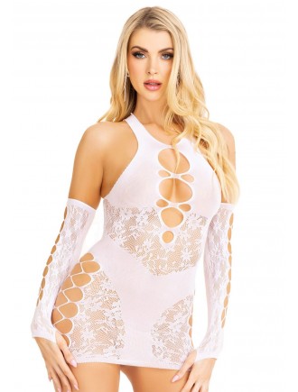 Мінісукня Leg Avenue Mini dress and matching gloves White One Size