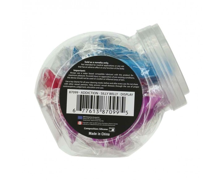 Набір фалоімітаторів ADDICTION Silly Willy 3.3” Silicone Dildo, 3 кольори, 12 шт