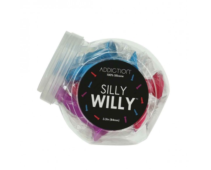 Набір фалоімітаторів ADDICTION Silly Willy 3.3” Silicone Dildo, 3 кольори, 12 шт