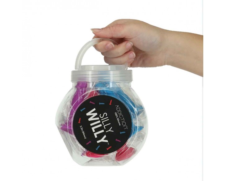 Набір фалоімітаторів ADDICTION Silly Willy 3.3” Silicone Dildo, 3 кольори, 12 шт