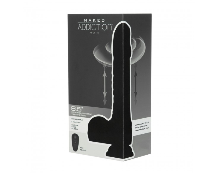 Фалоімітатор Naked Addiction – 8.6” Silicone Rotating & Thrusting Vibrating Dildo with Remote Black