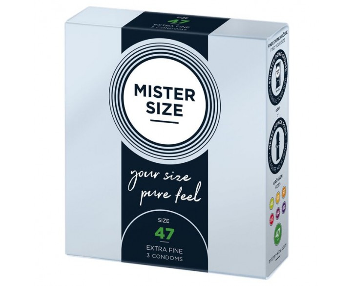 Презервативи Mister Size - pure feel - 47 (3 condoms), товщина 0,05 мм