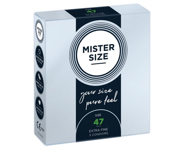 Презервативи Mister Size - pure feel - 47 (3 condoms), товщина 0,05 мм