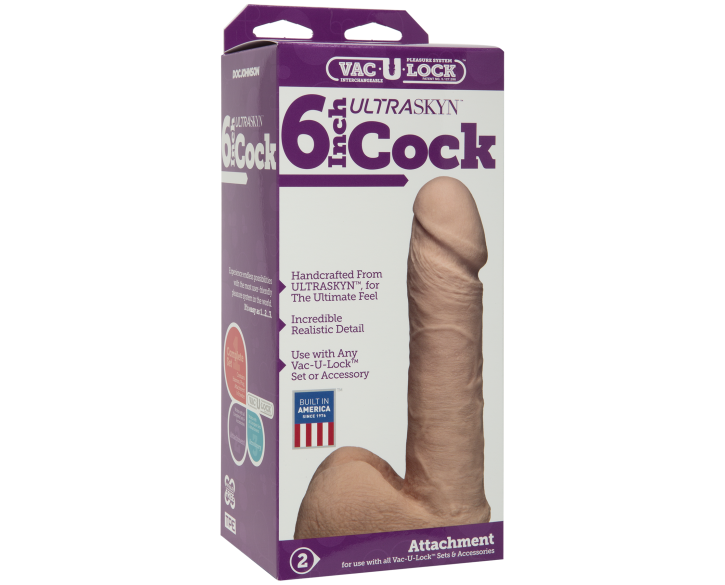 Фалоімітатор Doc Johnson Vac-U-Lock - 6 Inch ULTRASKYN Cock White, діаметр 4,3 см