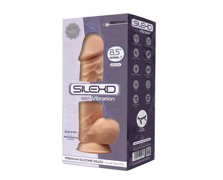 Фалоімітатор з вібрацією SilexD Norman Vibro Flesh (MODEL 1 size 8,5in), двошаровий, діаметр 5 см