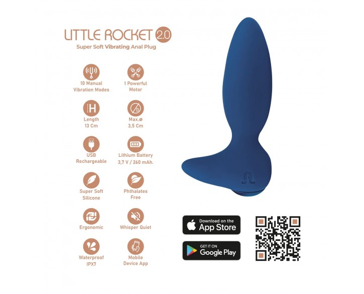 Анальна вібропробка Adrien Lastic Little Rocket 2.0 + APP