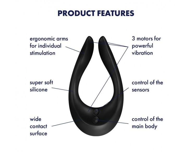 Вібратор для пар Satisfyer Endless Joy Black, 3 незалежні мотори, багатофункціональний