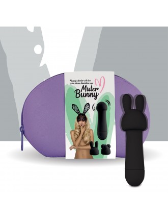 Мінівібратор FeelzToys Mister Bunny Black з двома насадками