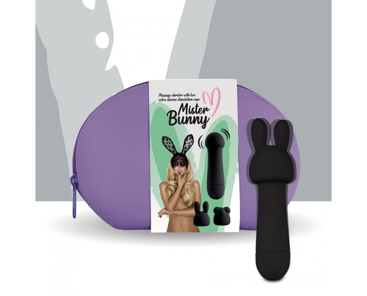 Мінівібратор FeelzToys Mister Bunny Black з двома насадками